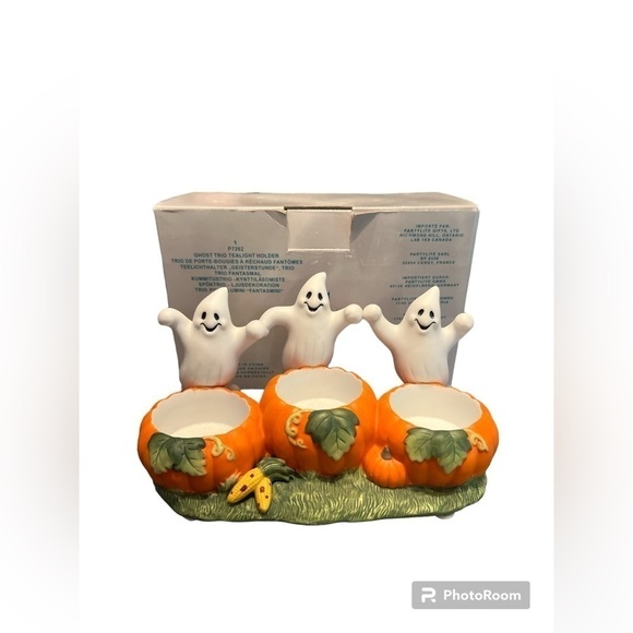 PartyLite Vintage Halloween Ghost Trio Tealight Holder In Box - Picture 1 of 3